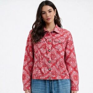 Live a Little Red Floral Jean Jacket